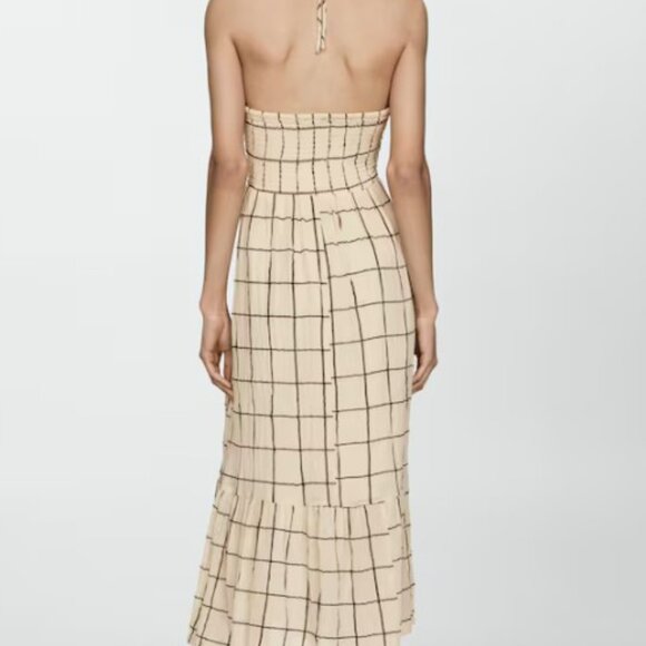 Mango Beige Checkered Midi Dress - Picture 3 of 6